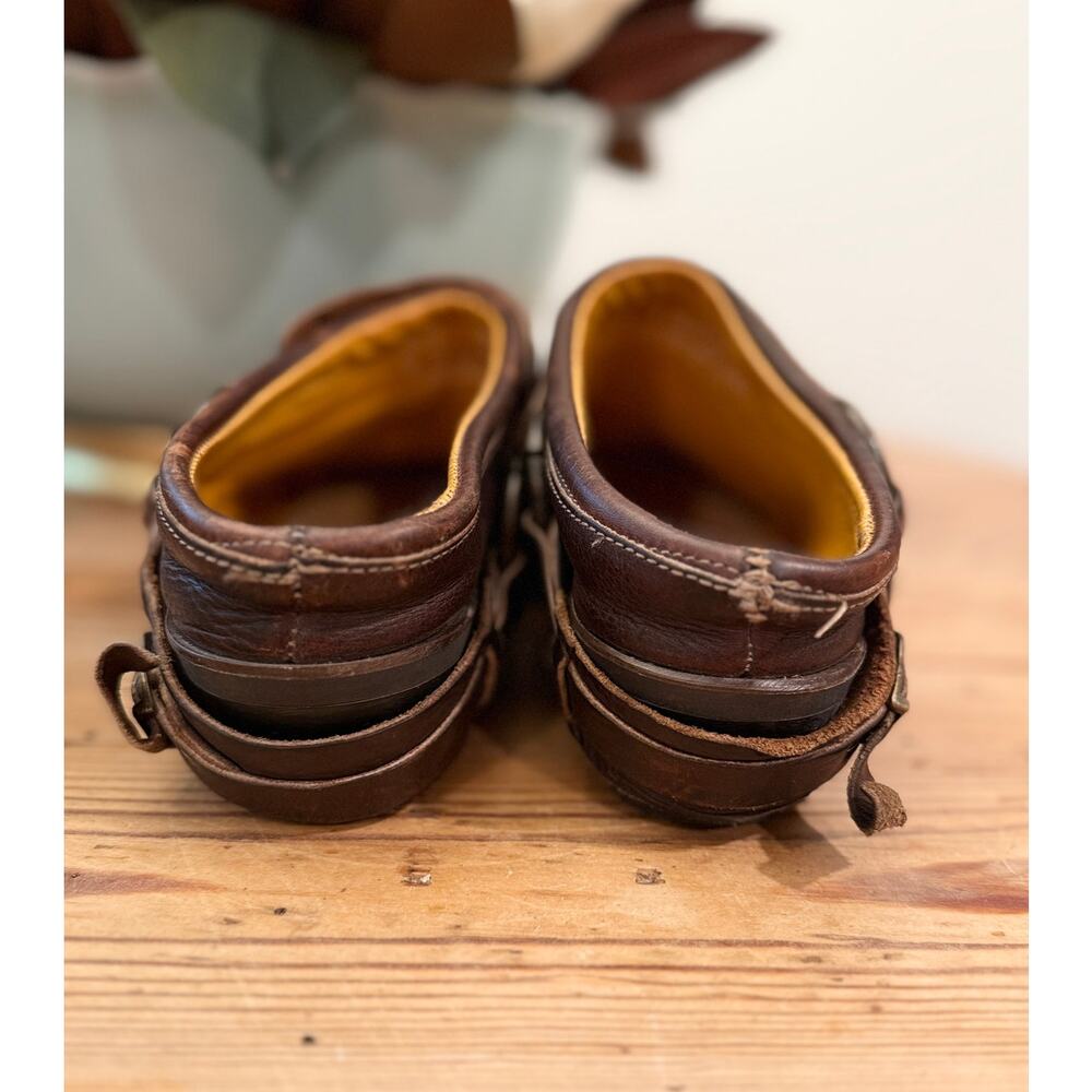 Frye USA Brown Leather Harness Mule Clogs Women's 9 9N Ring Strap Western Moto - Picture 8 of 11